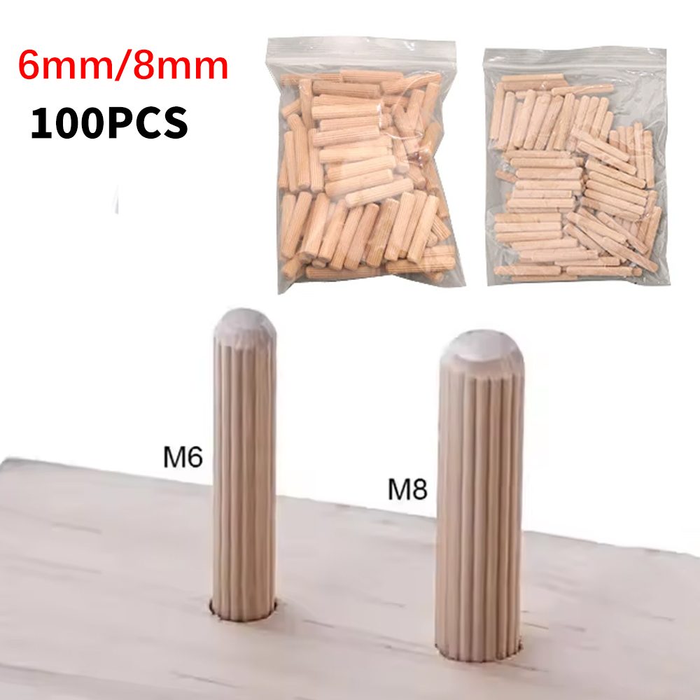 Furniture Joinery Hardware - Деревянные шканты 6/8 мм, рифленые, из